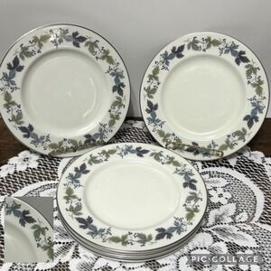 Royal Doulton Burgundy Tudor English Translucent China 8" Plates Set of 6